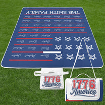250 Years Of Freedom Patriotic Repeating Name - Personalized Picnic Blanket