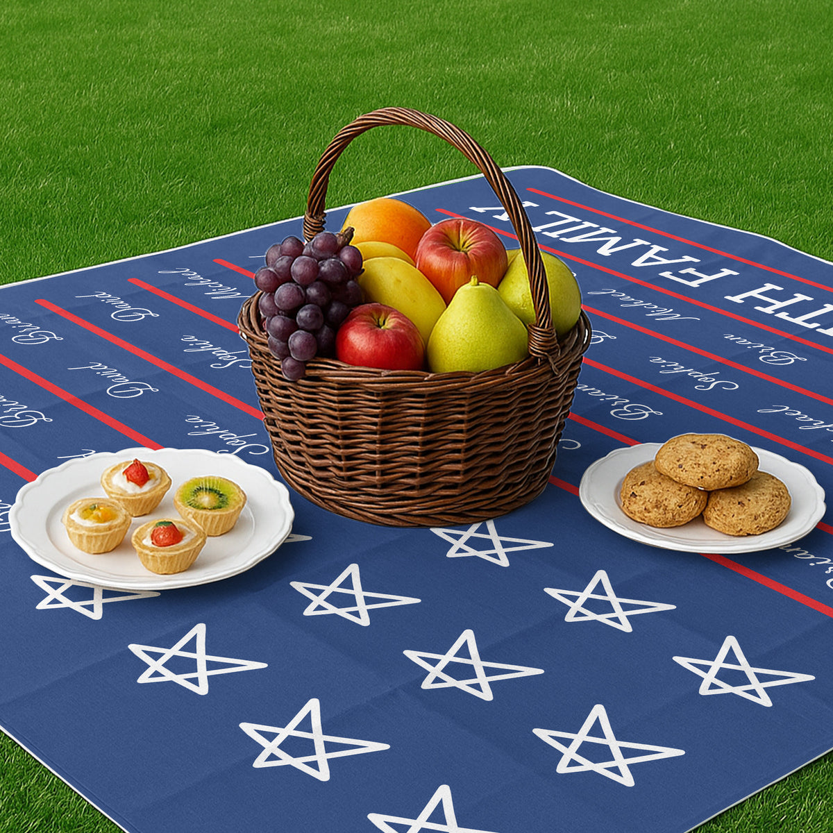 250 Years Of Freedom Patriotic Repeating Name - Personalized Picnic Blanket