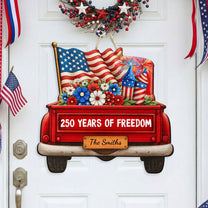 250 Years Of Freedom - Red Truck - Personalized Wood Sign