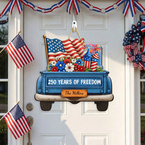 250 Years Of Freedom - Red Truck - Personalized Wood Sign