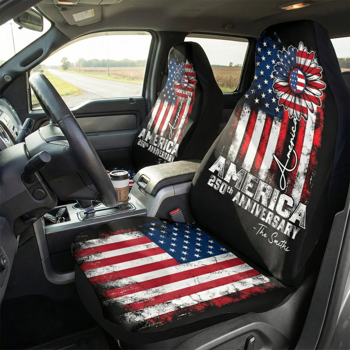 250 Years Of Freedom Sunflower - Personalized Car Seat Cover