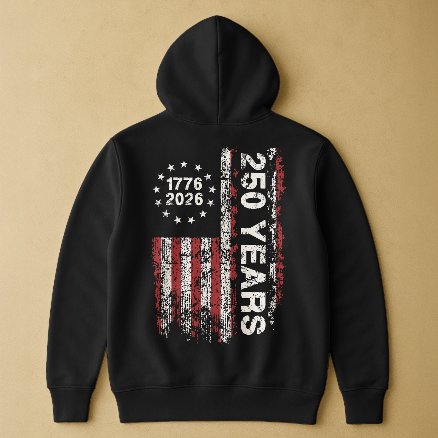 250 Years Distressed USA Flag - Back Printed Shirt