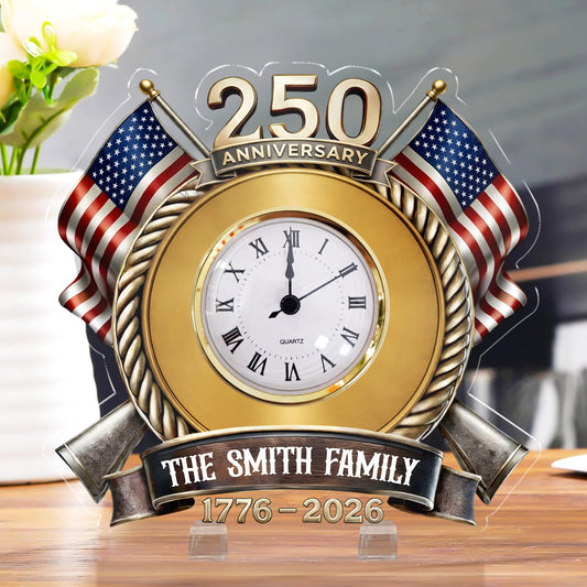 250th Anniversary Patriotic Gift - Personalized Acrylic Desk Clock