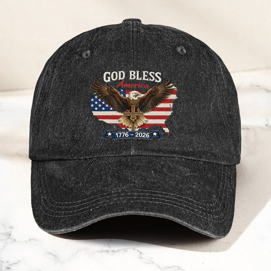 250Th Anniversary Usa Patriotic Faux Pattern - Personalized Distressed Denim Cap