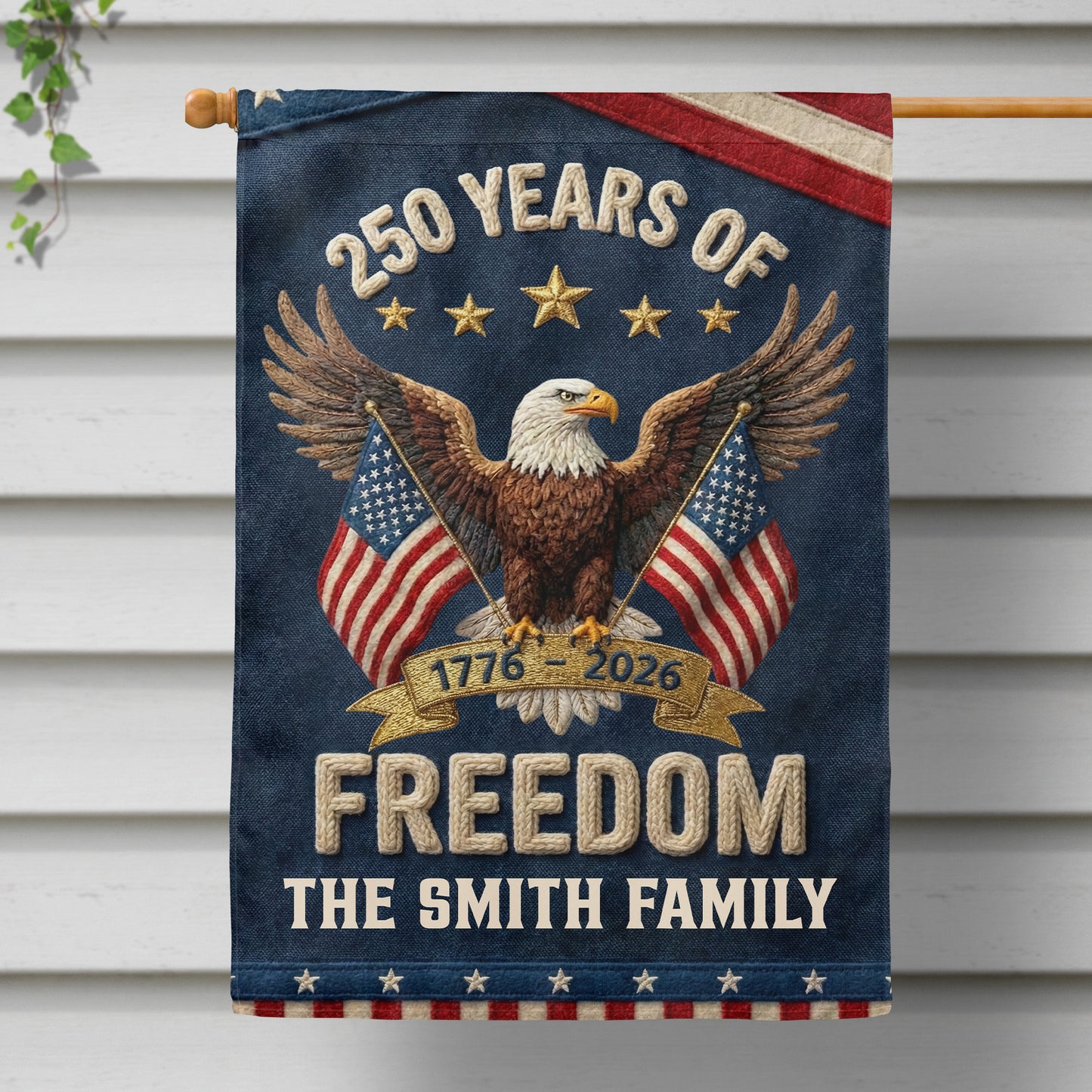 250th Anniversary USA Patriotic Faux Pattern - Personalized Flag