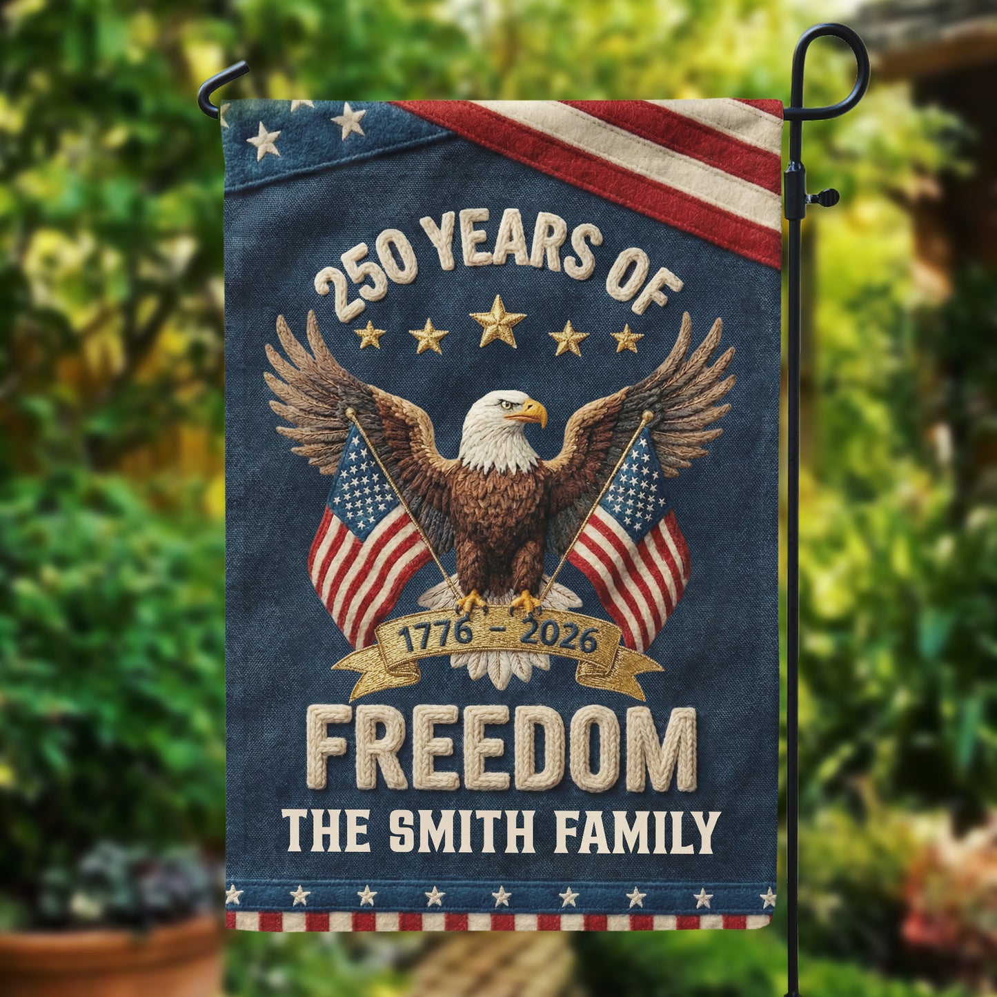 250th Anniversary USA Patriotic Faux Pattern - Personalized Flag