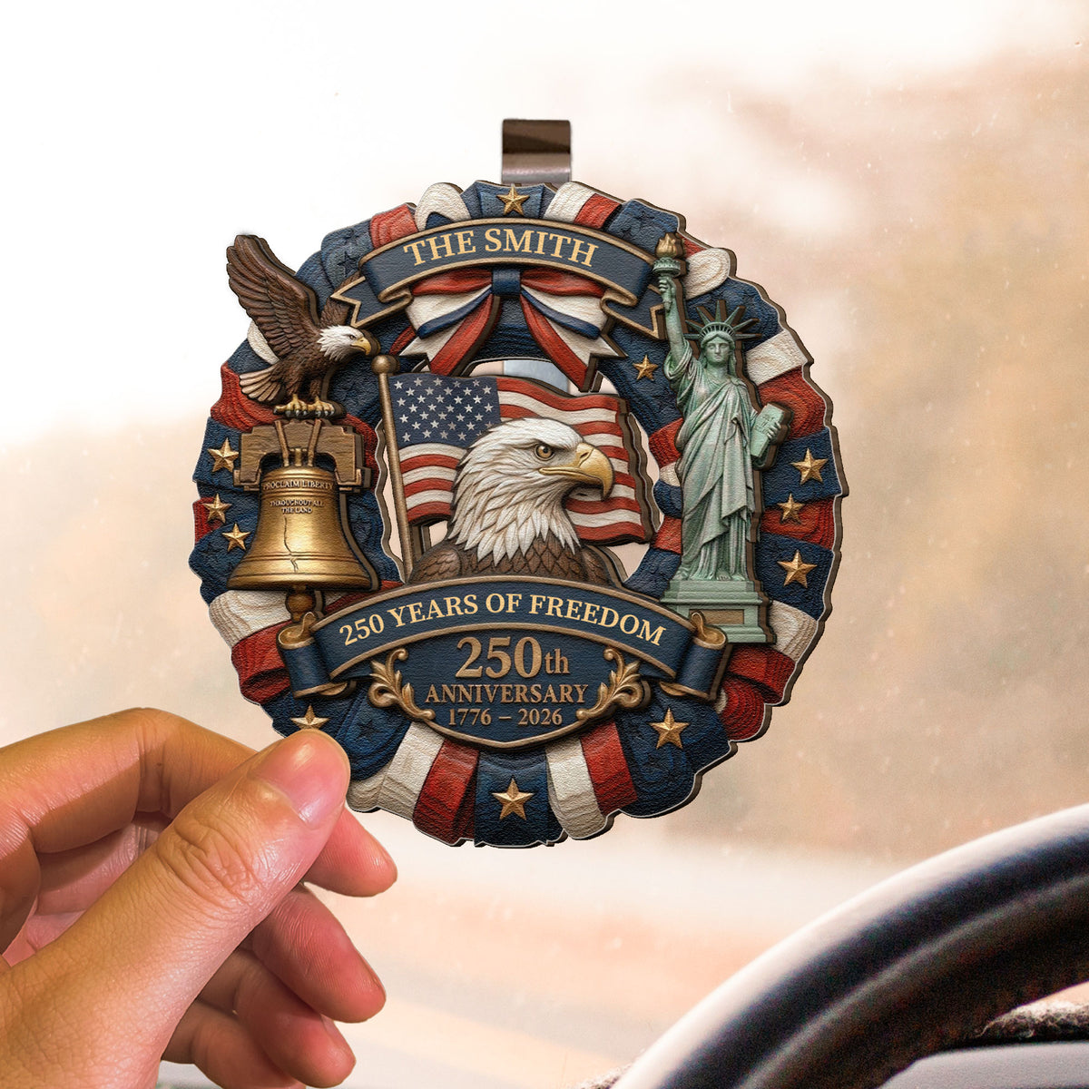 250Th-Anniversary-Gift-For-Mom,-Dad,-Family,-Friend-Personalized-Car-Visor-Clip-3