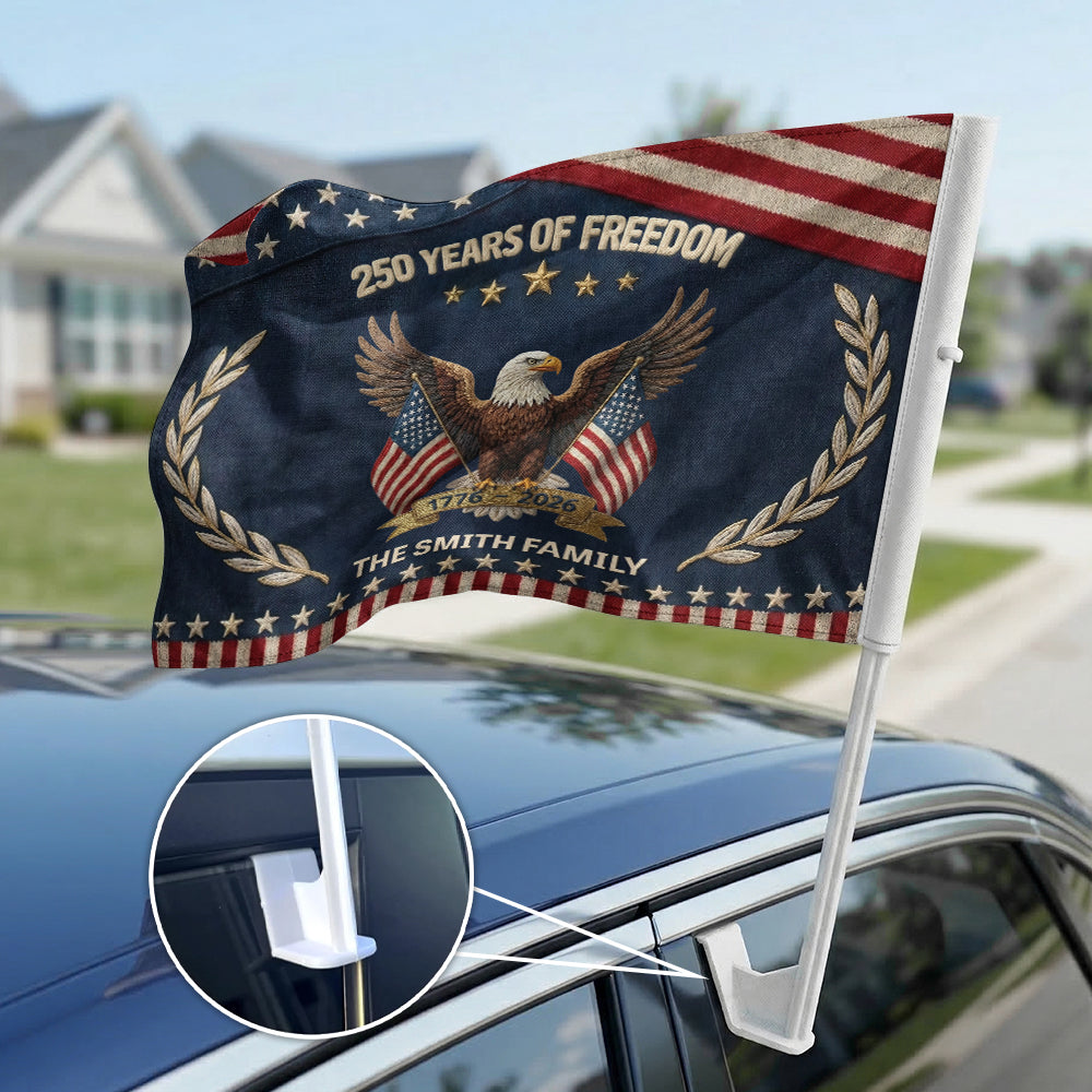 250Th-Anniversary-Usa-Patriotic-Faux-Pattern-Personalized-Car-Flag-1