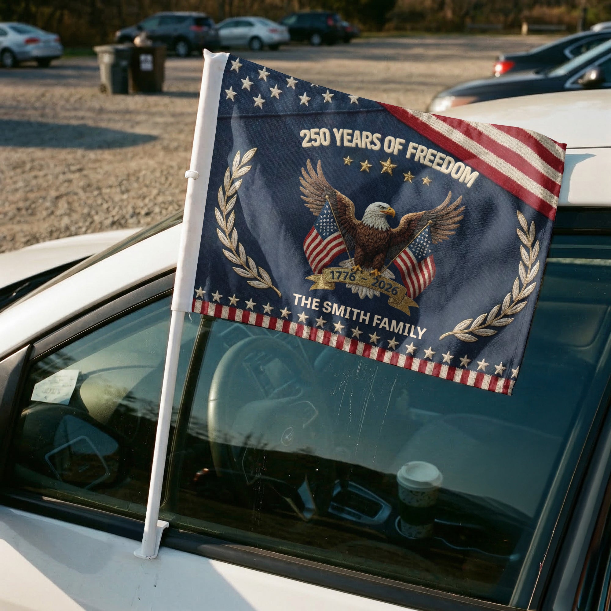 250Th-Anniversary-Usa-Patriotic-Faux-Pattern-Personalized-Car-Flag-4