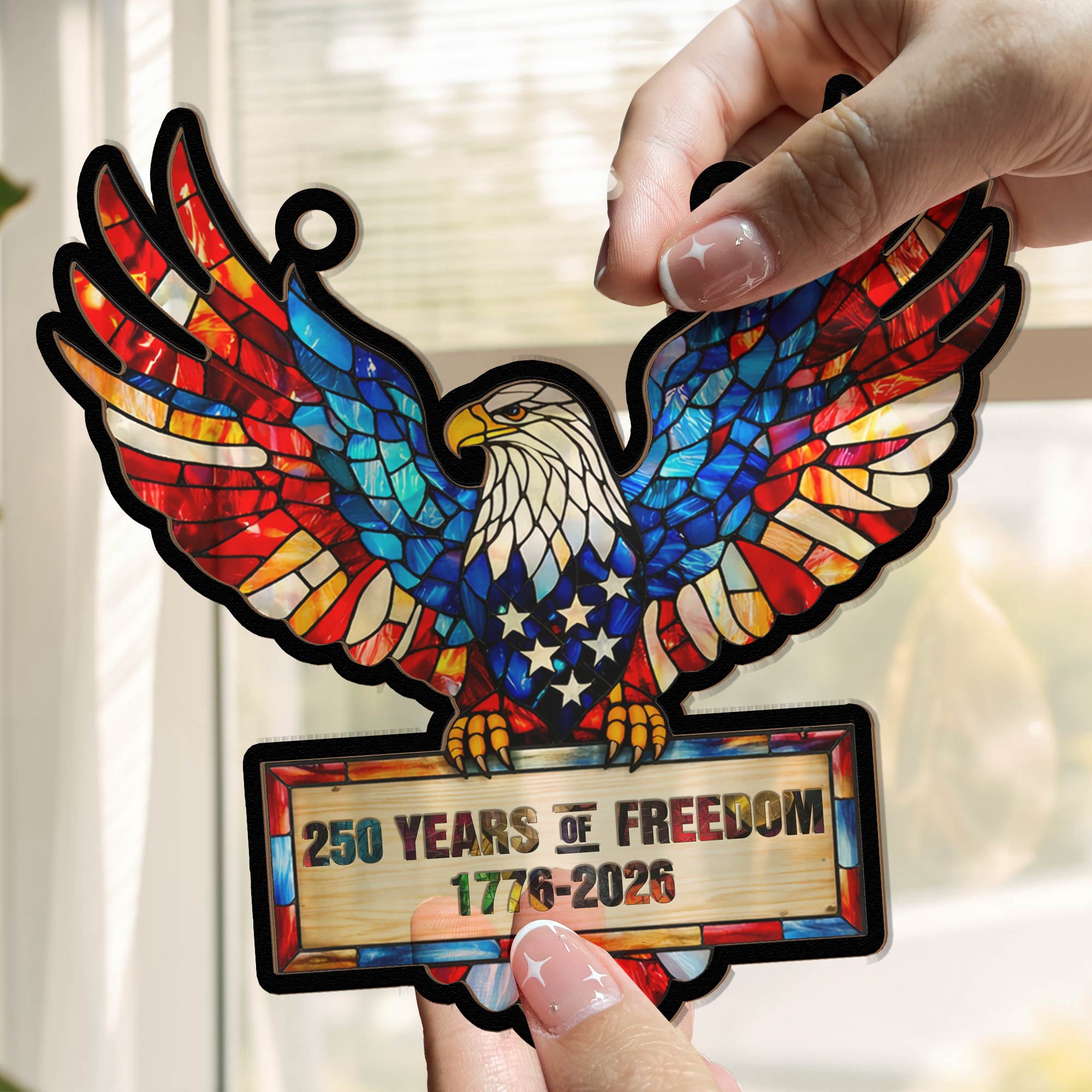 250_Years_Of_Freedom_Eagel_Fly_High_Window_Hanging_Suncatcher_2