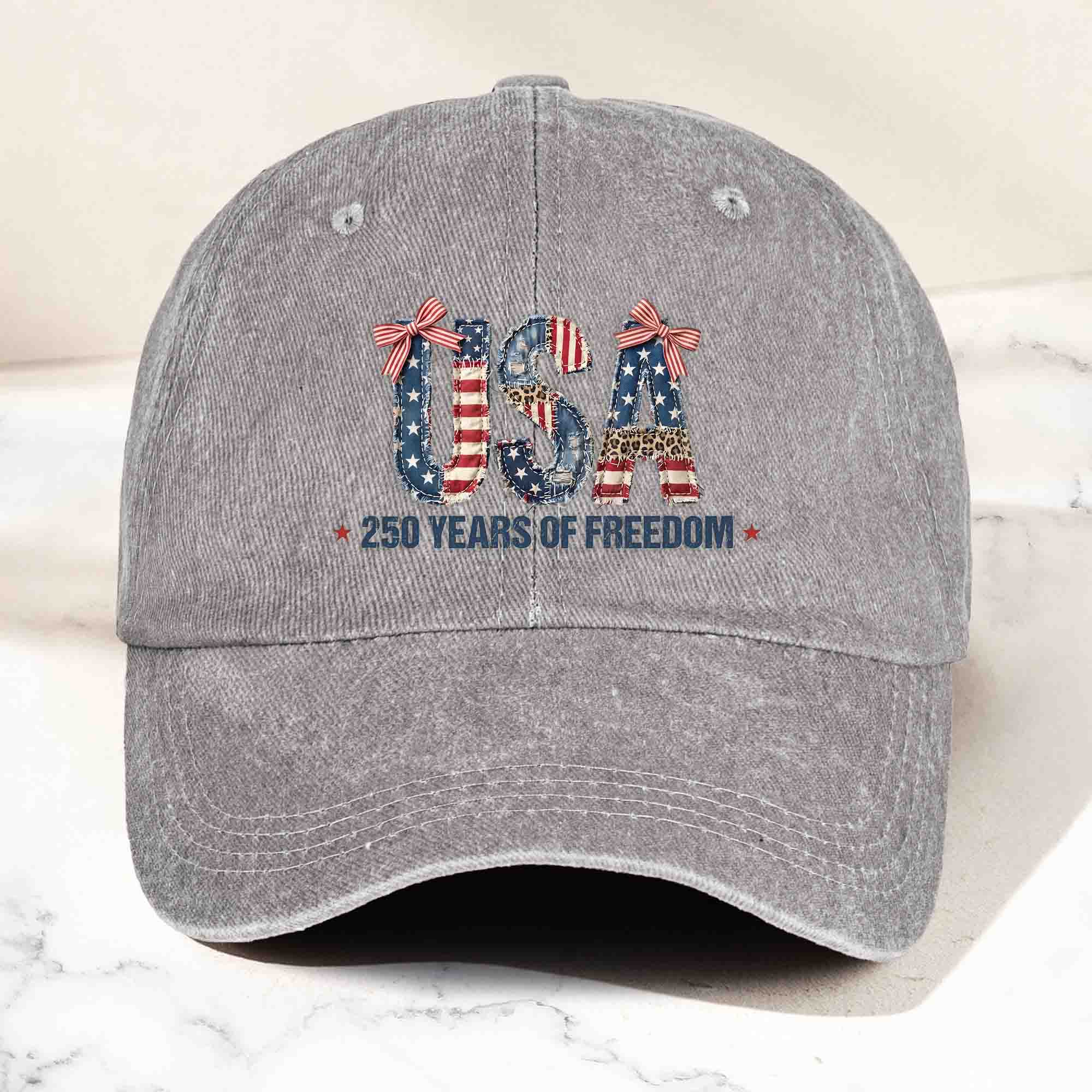 250-Years-Of-Freedom-Faux-Pattern-Flag-Personalized-Cap-1