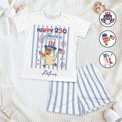 250 Years Of Freedom Kids Custom Name Patriotic Goose - Personalized Kids Clothing Set