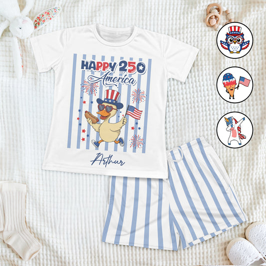 250-Years-Of-Freedom-Kids-Custom-Name-Patriotic-Goose-Personalized-Kids-Clothing-Set-1