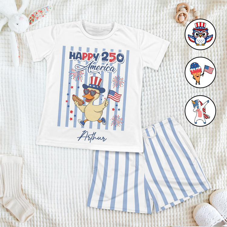 250-Years-Of-Freedom-Kids-Custom-Name-Patriotic-Goose-Personalized-Kids-Clothing-Set-1