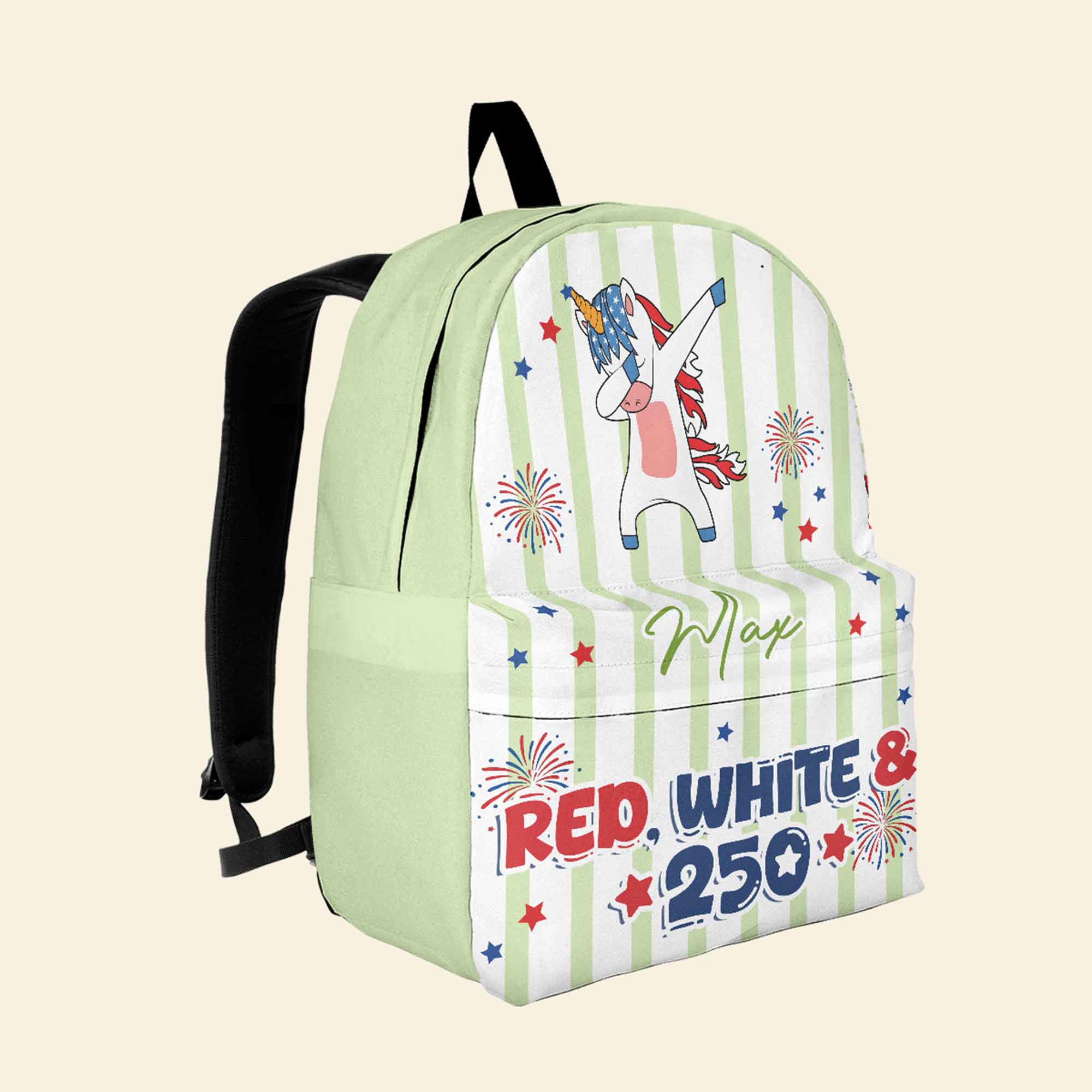 250-Years-Of-Freedom-Kids-Custom-Name-Patriotic-Goose,-Racoon-Personalized-Backpack-3