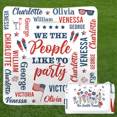 250 Years Of Freedom Patriotic Repeating Name - Personalized Picnic Blanket