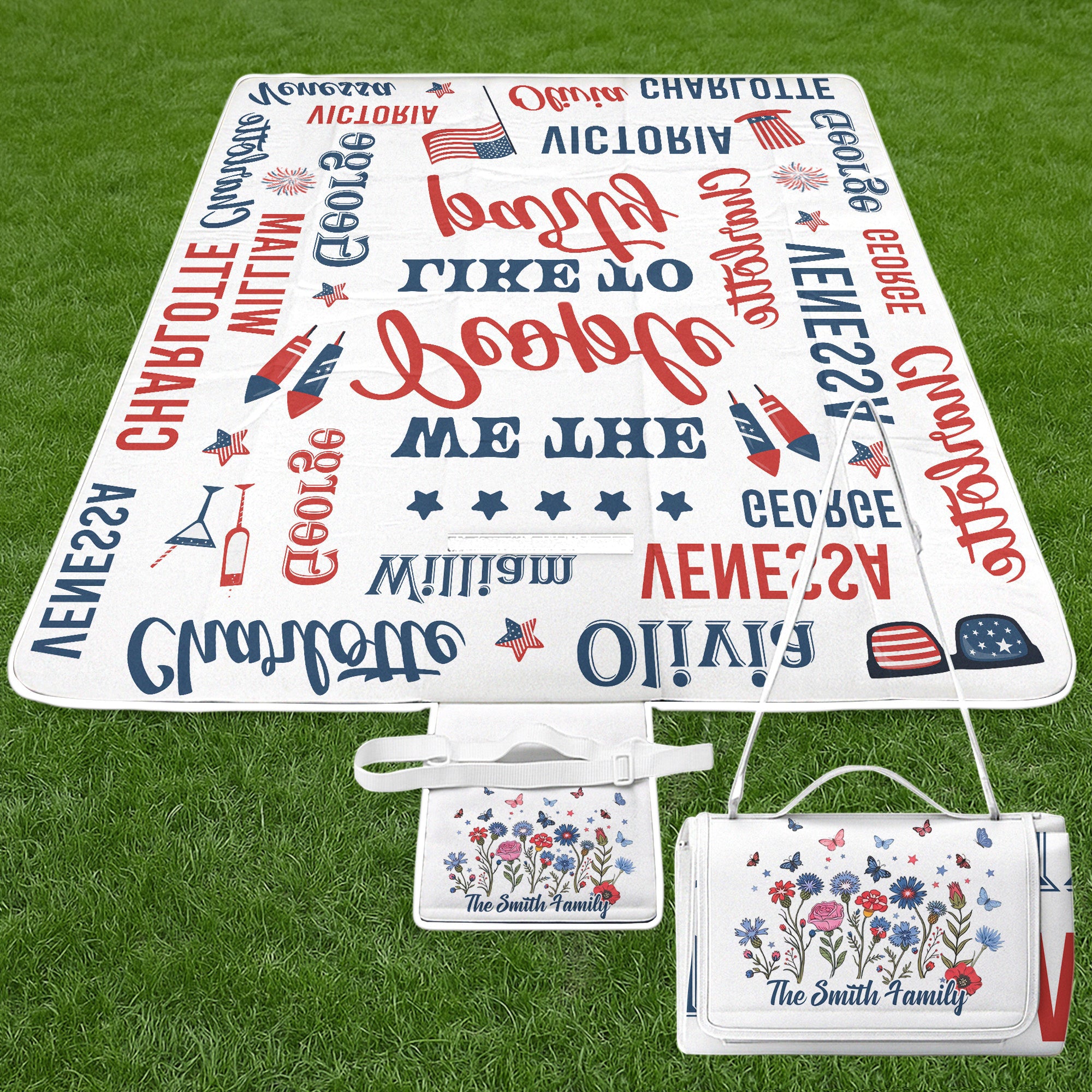 250_Years_Of_Freedom_Patriotic_Repeating_Name_Personalized_Picnic_Blanket_2