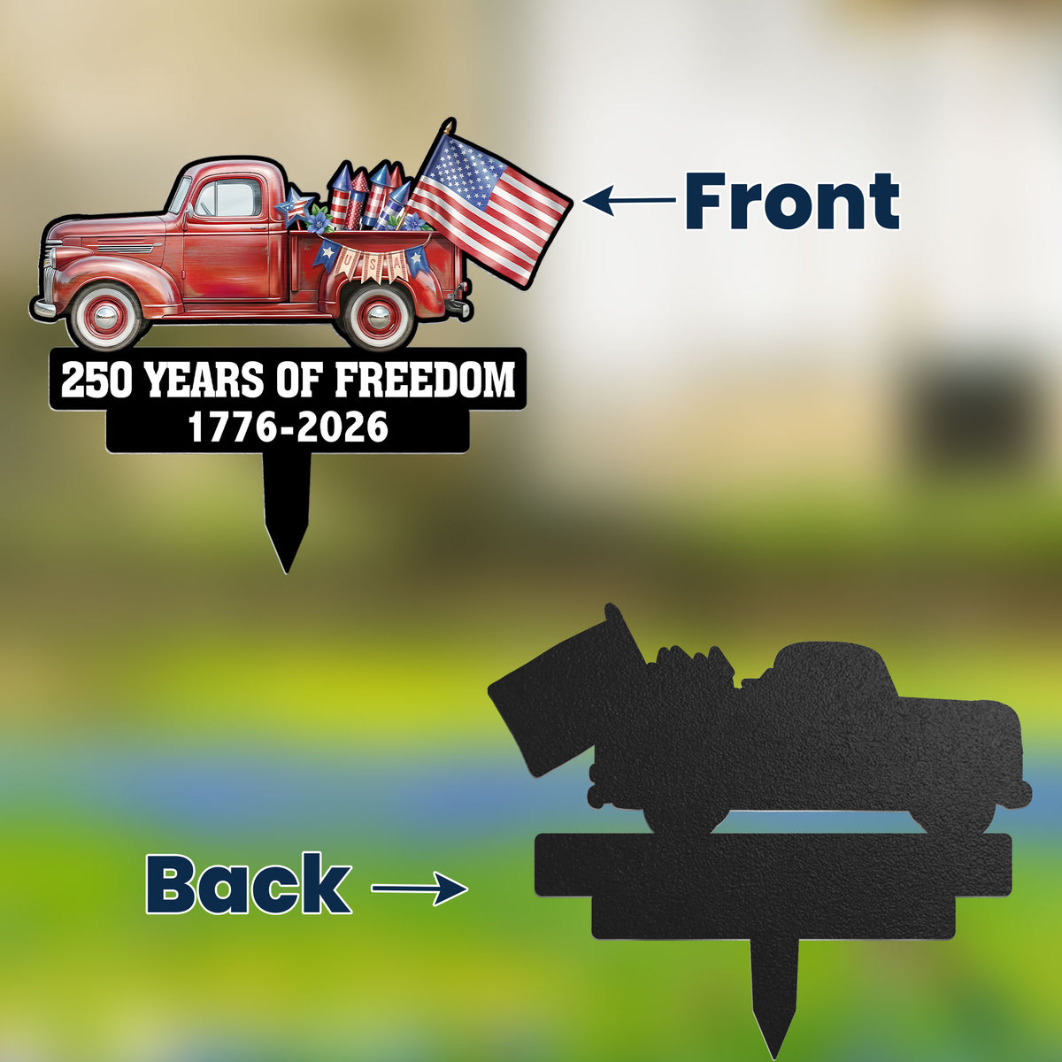 250-Years-Of-Freedom-Red-Truck-Tractor-Garden-Decor-Personalized-Garden-Stake-2