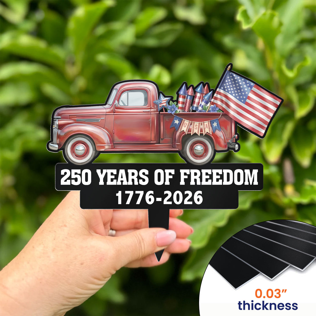 250-Years-Of-Freedom-Red-Truck-Tractor-Garden-Decor-Personalized-Garden-Stake-3