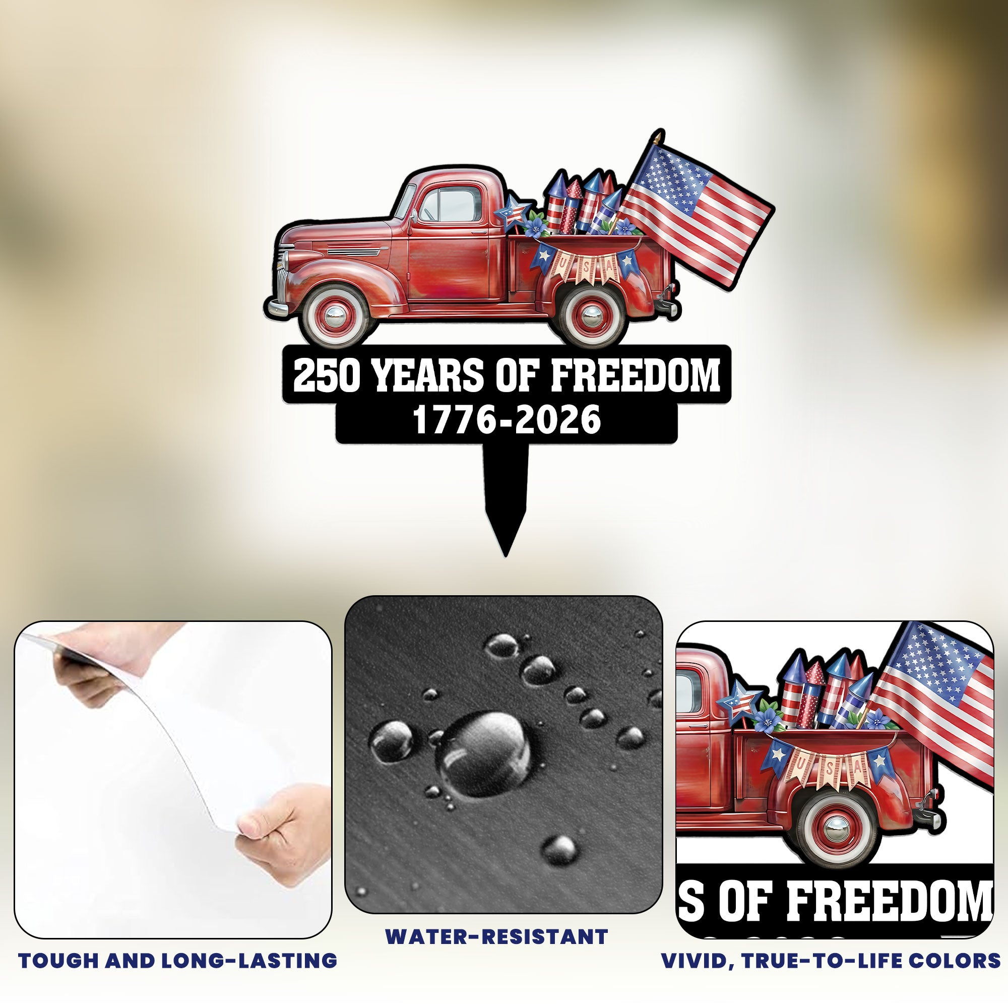 250-Years-Of-Freedom-Red-Truck-Tractor-Garden-Decor-Personalized-Garden-Stake-6