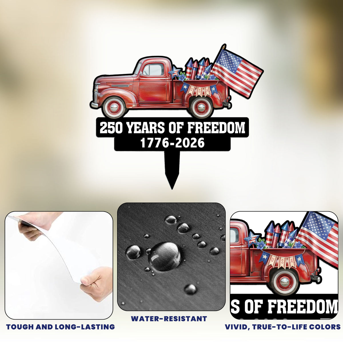 250-Years-Of-Freedom-Red-Truck-Tractor-Garden-Decor-Personalized-Garden-Stake-6