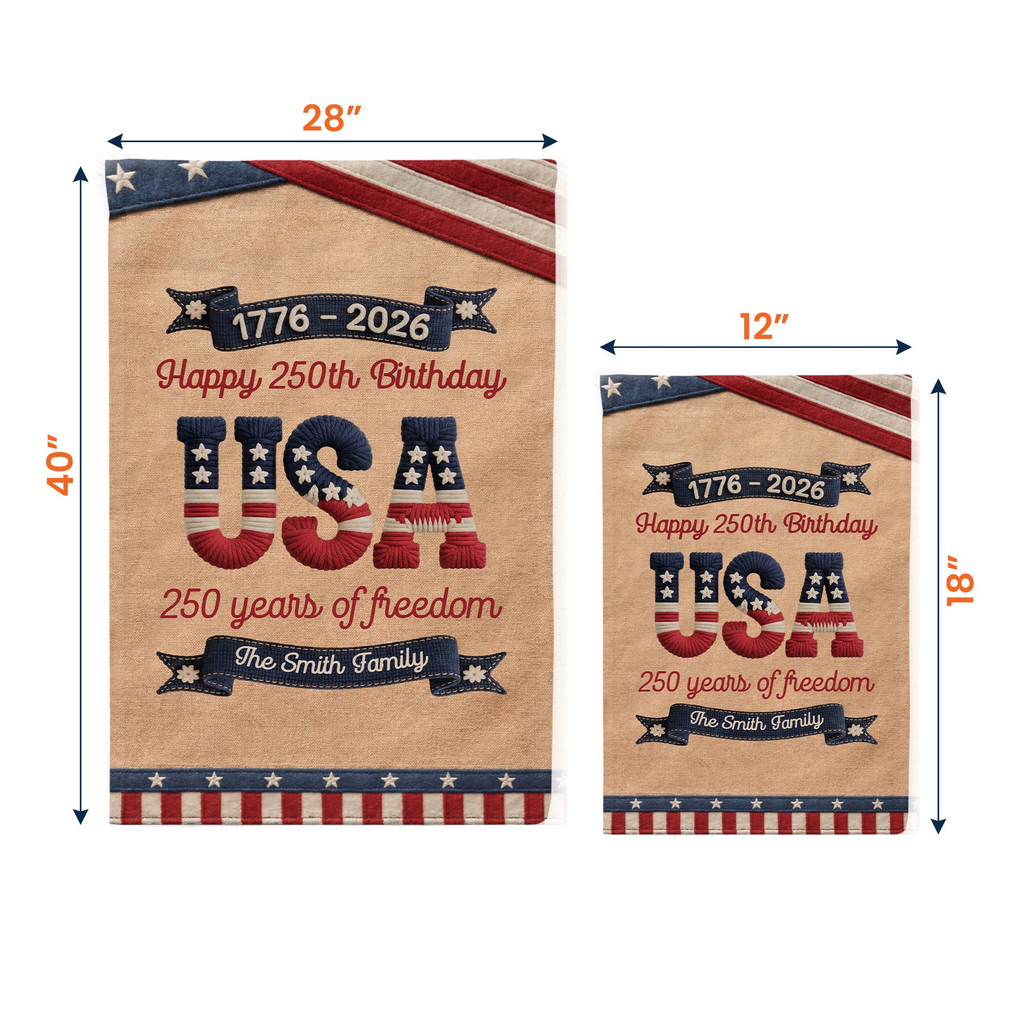 250_Years_Of_Freedom_Usa_Birthday_Faux_Pattern_Personalized_Flag_5
