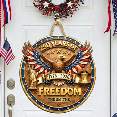 250 Years Of Freedom Faux Pattern - Personalized Wood Sign