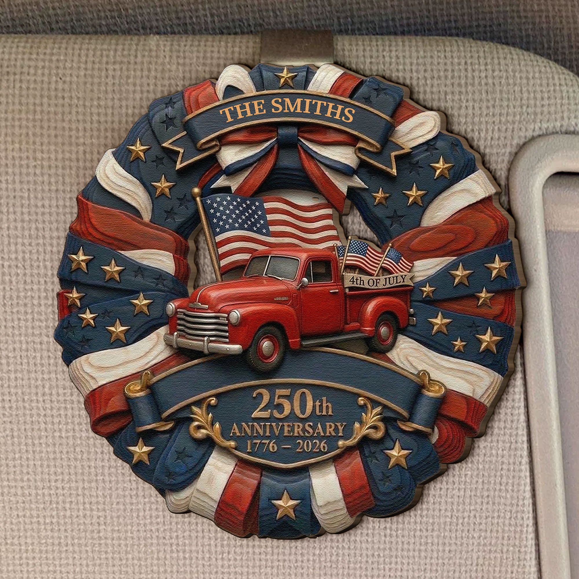 250-Years-Of-Freedom-Usa-Red-Truck-Personalized-Car-Visor-Clip-1