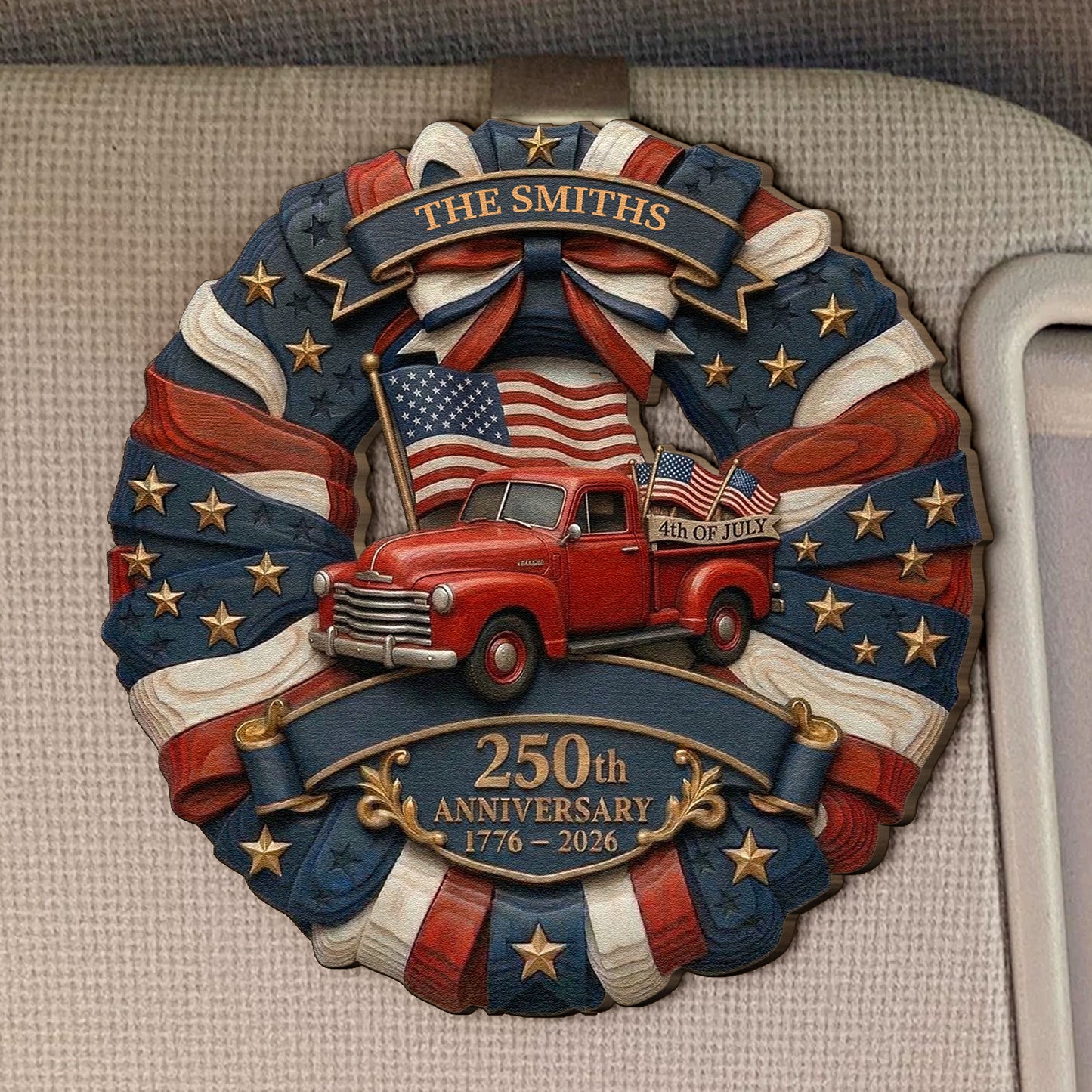 250-Years-Of-Freedom-Usa-Red-Truck-Personalized-Car-Visor-Clip-1