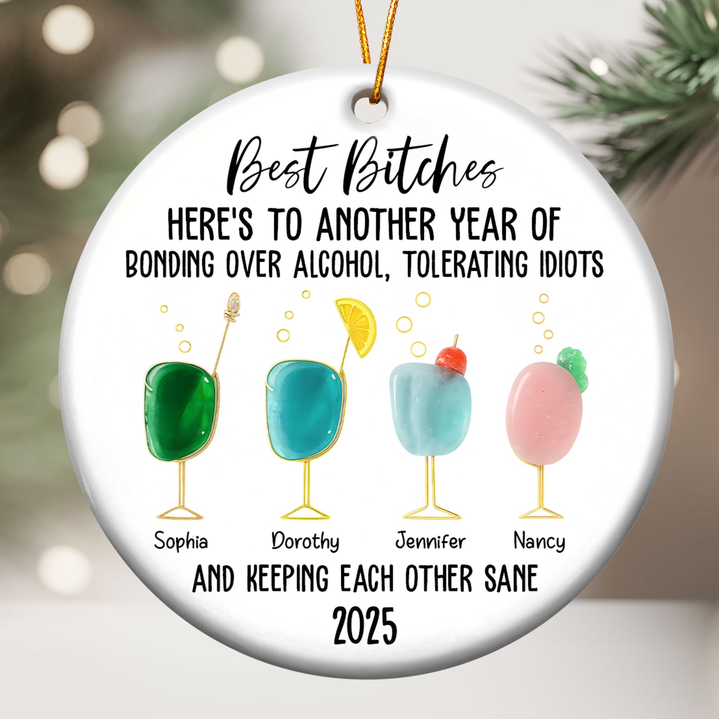 2D Flat Friendship Seaglass - Personalized Ceramic Ornament