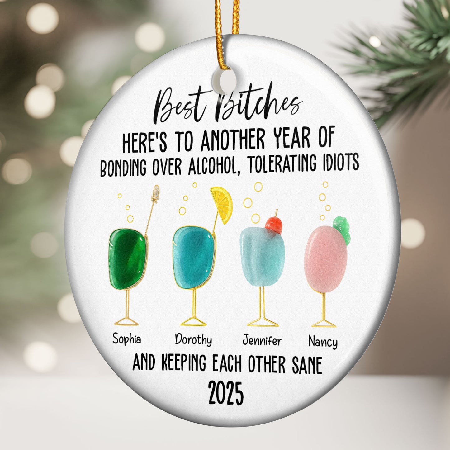 2D Flat Friendship Seaglass - Personalized Ceramic Ornament