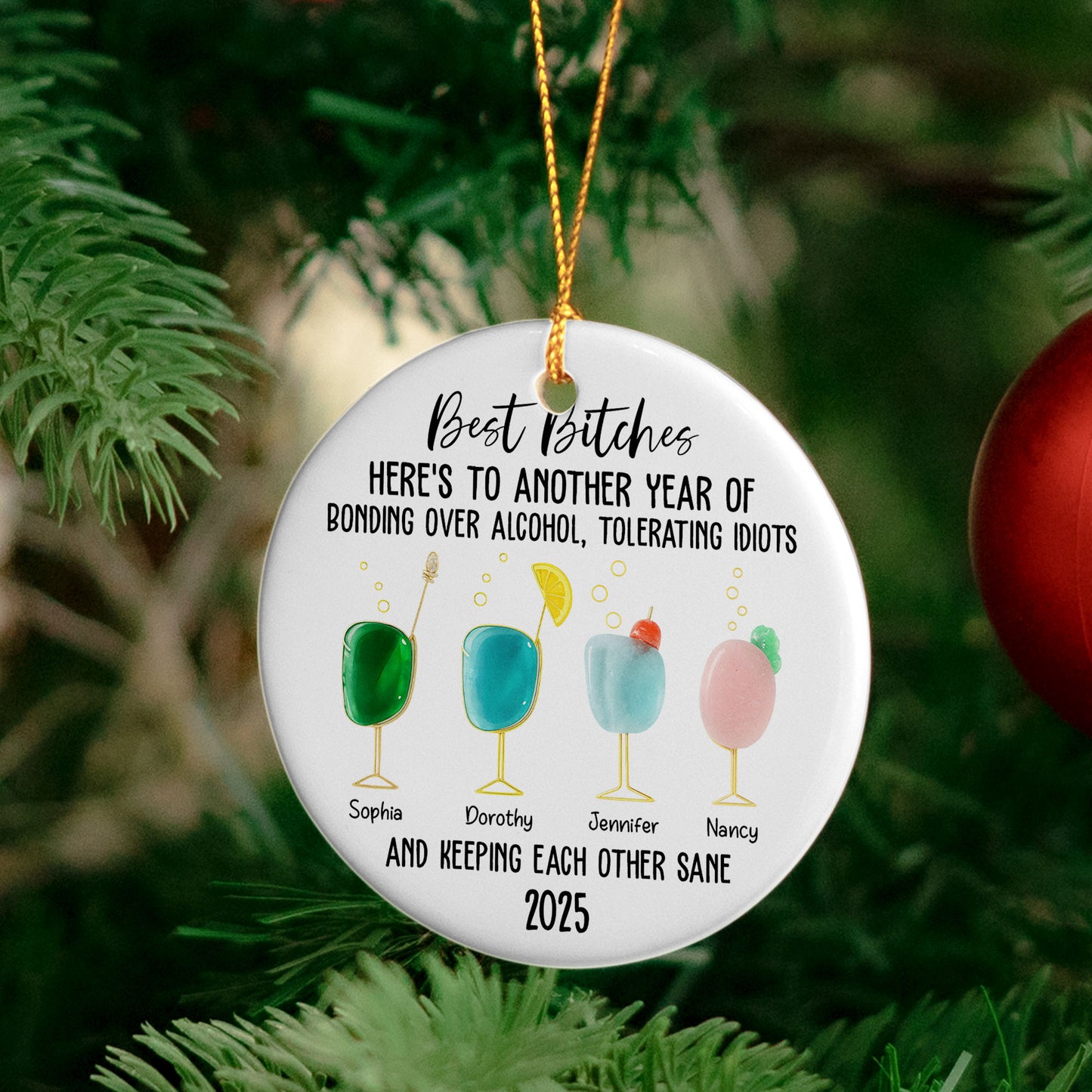 2D Flat Friendship Seaglass - Personalized Ceramic Ornament