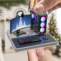 2D Flat Gamer PC Gaming Computer RGB Lights Desk Setup - Acrylic Ornament