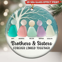 2D Sea Glass Effect Printed Family, Siblings, Mom Dad & Daughters Sons - Personalized Ceramic Ornament