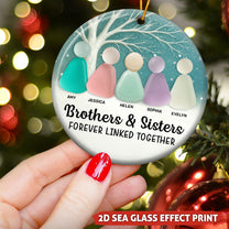 2D Sea Glass Effect Printed Family, Siblings, Mom Dad & Daughters Sons - Personalized Ceramic Ornament