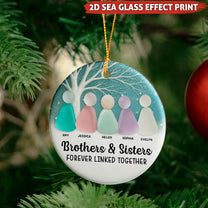 2D Sea Glass Effect Printed Family, Siblings, Mom Dad & Daughters Sons - Personalized Ceramic Ornament