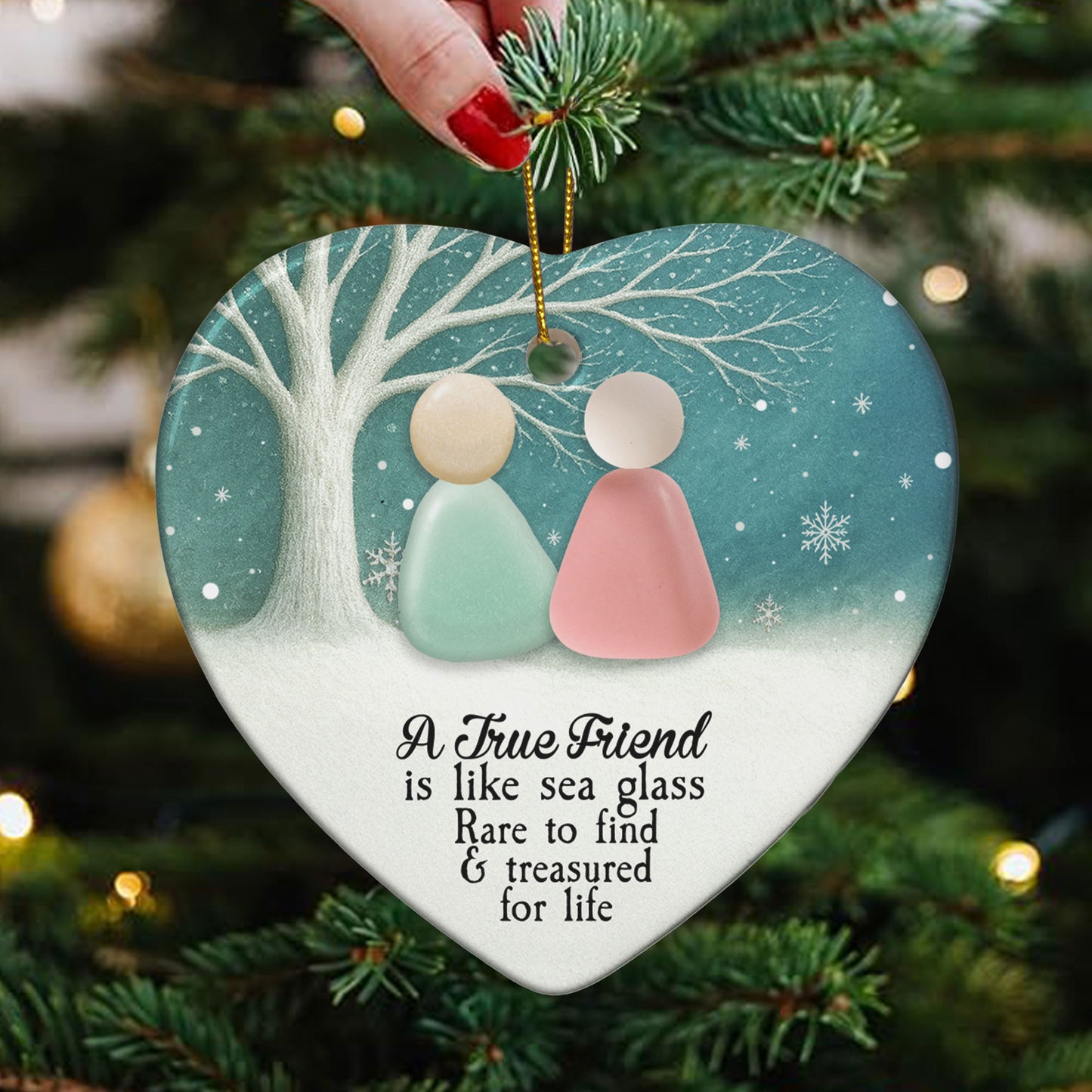 2D Sea Glass Effect Printed Thank You Friendship Christmas Gifts - Ceramic Ornament