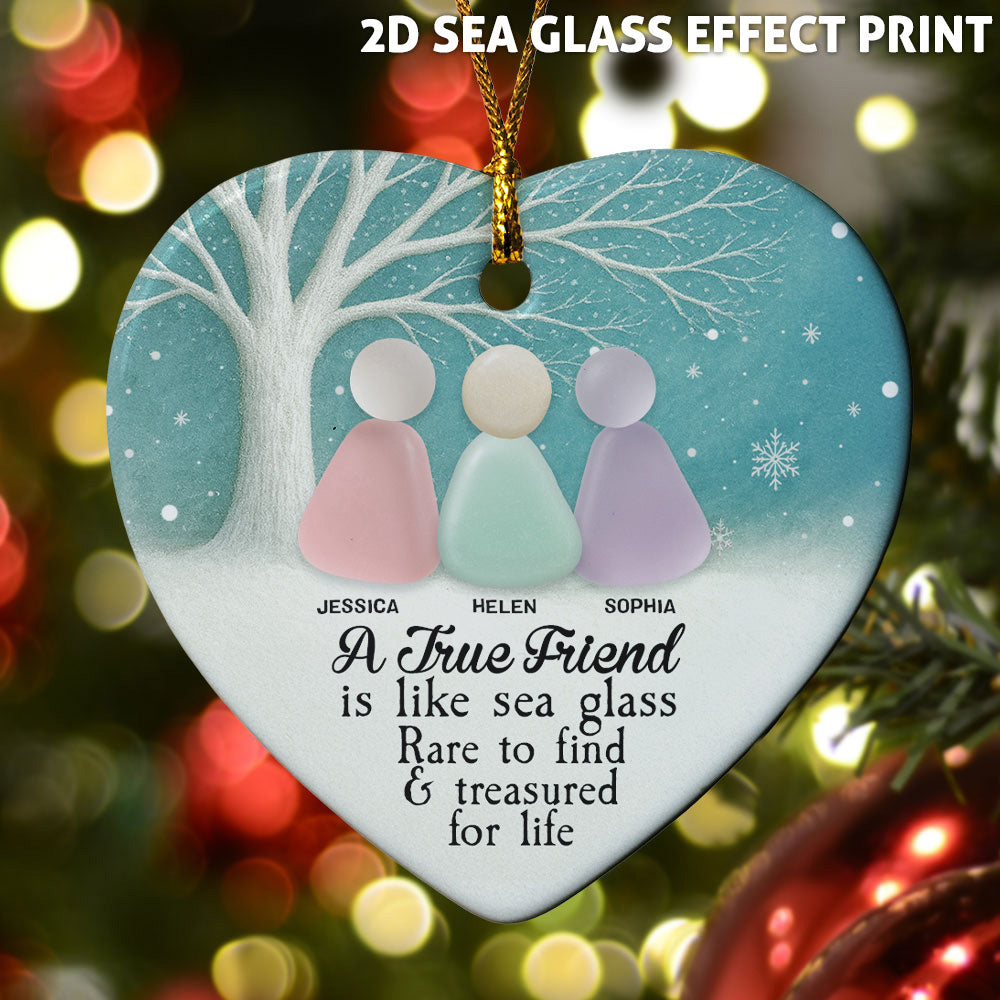 2D Sea Glass Effect Printed Thank You Friendship Gifts - Personalized Ceramic Ornament