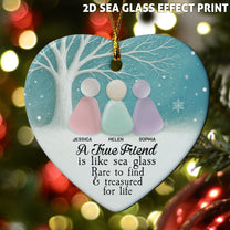 2D Sea Glass Effect Printed Thank You Friendship Gifts - Personalized Ceramic Ornament