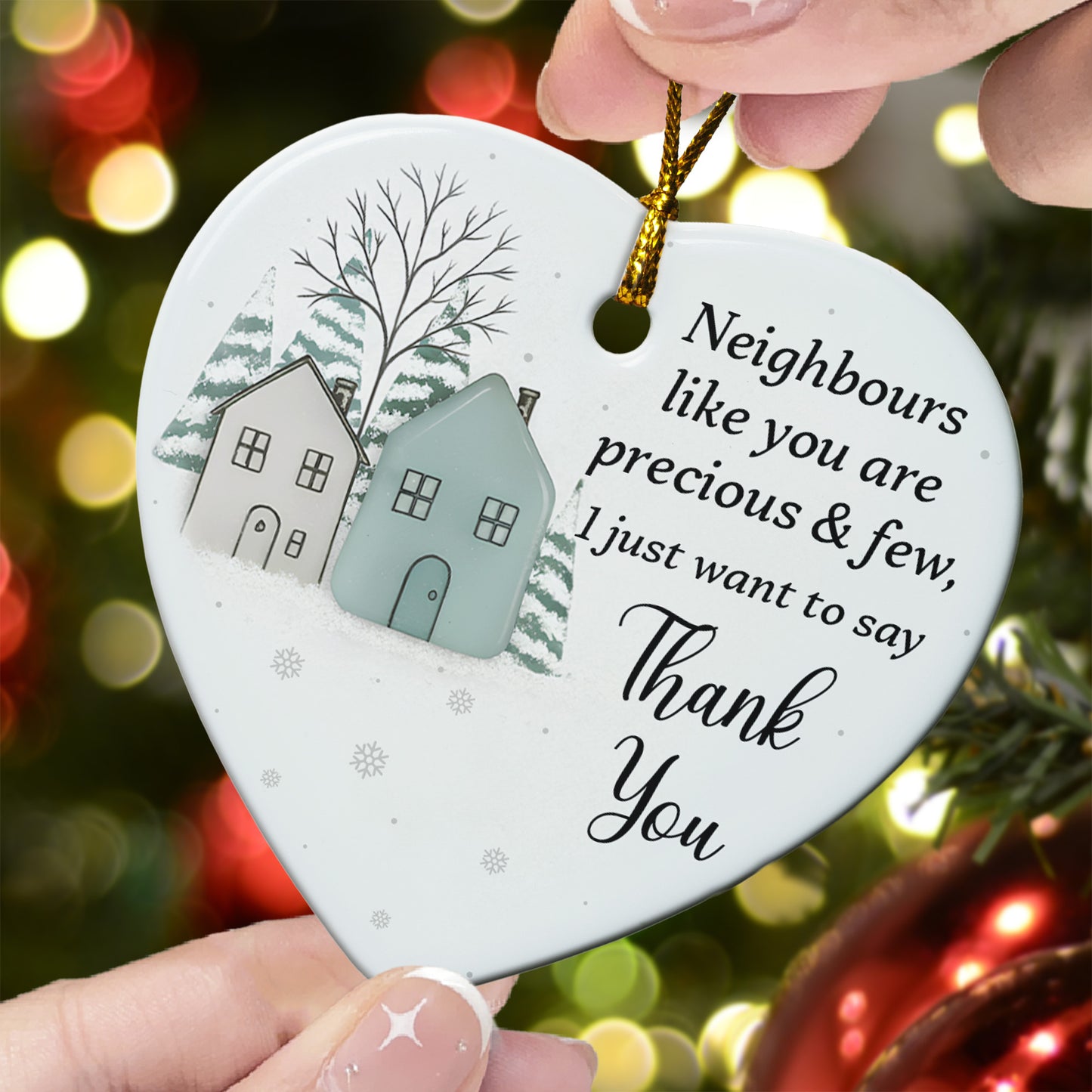 2D Sea Glass Effect Printed Thank You Neighbours Appreciation Bulk Christmas Gifts - Ceramic Ornament
