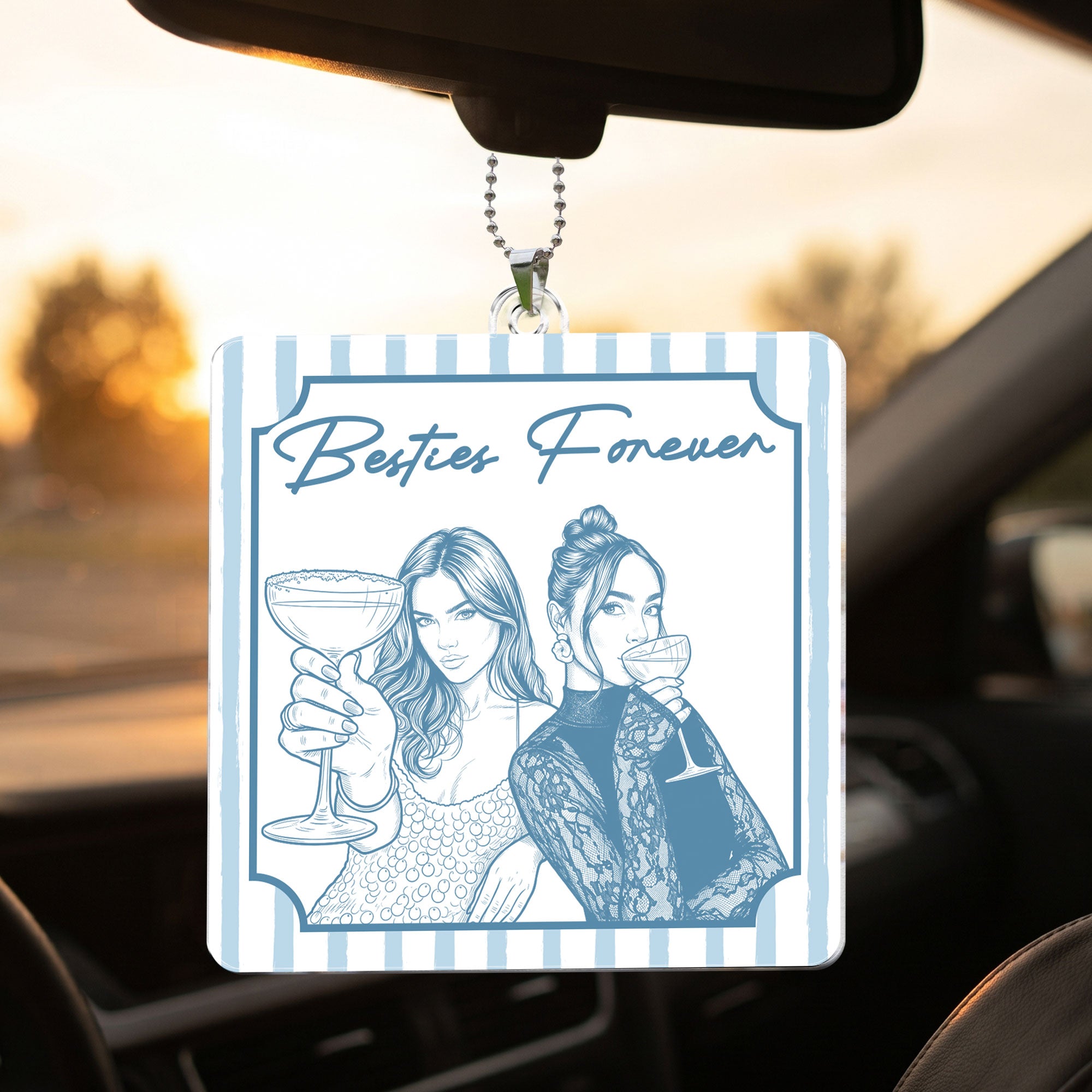 Turn Your Photo Into Art - Friendship Thank You Gift For Besties, Sisters - Personalized Rear View Mirror Accessory 2