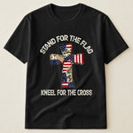 Patchwork Style USA Flag And Cross Print - Shirt