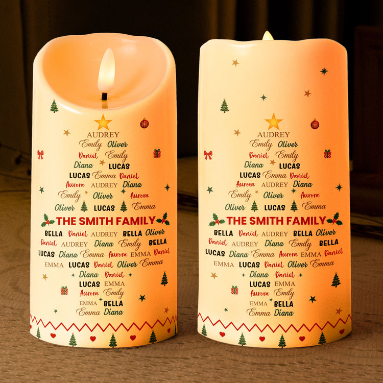 Family Custom Name Christmas Tree Shape Christmas Decoration - Personalized Candles 2