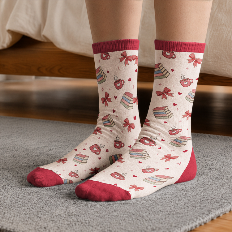Custom Name & Birth Flower For Her Book Lovers Shh I'm Reading - Personalized Socks 2