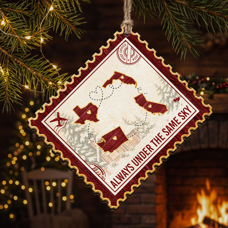 Family Long Distance Love Postage Stamp - Personalized Ornament 2