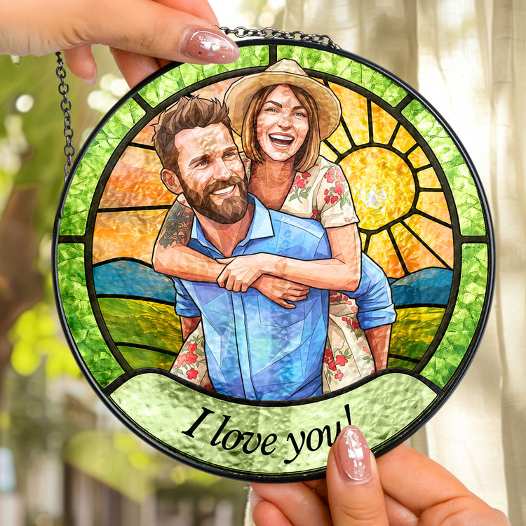 Forever & Always Couple Stained Glass Art Anniversary Valentine's Day Gift - Personalized Window Hanging Suncatcher 3