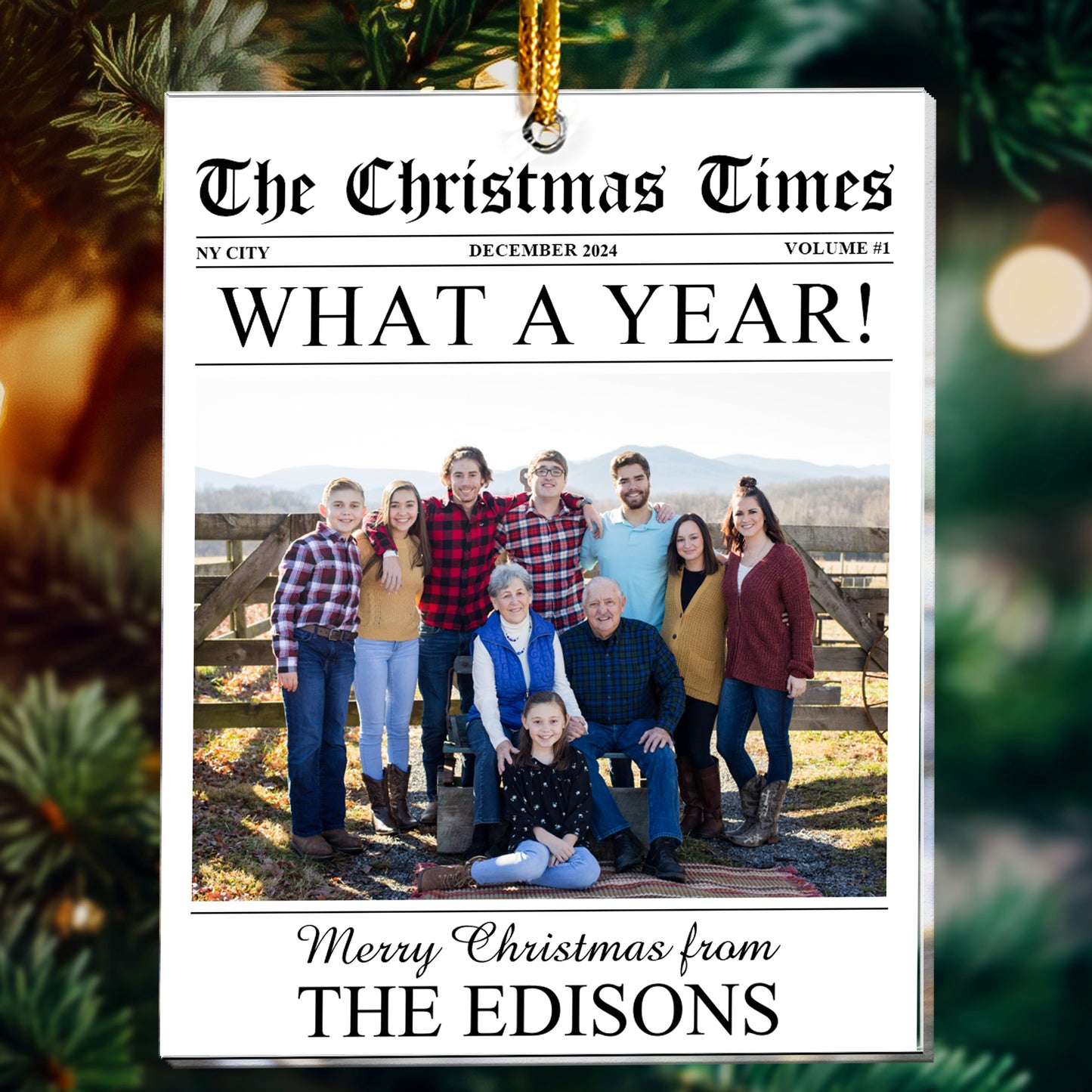 The Christmas Times - What A Year Newspaper - Personalized Acrylic Photo Ornament