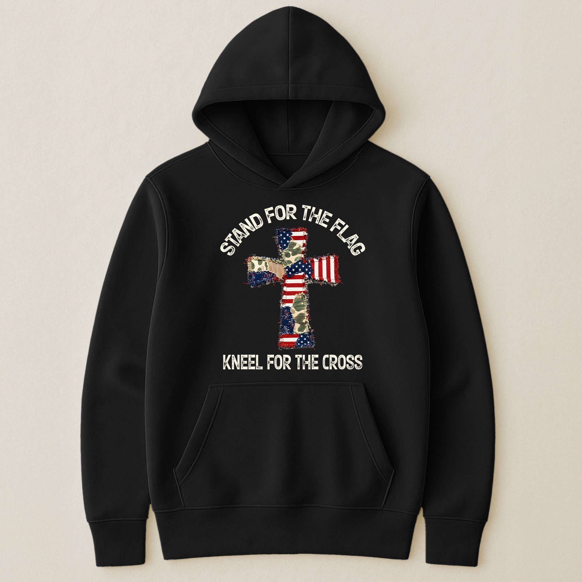 Patchwork Style USA Flag And Cross Print - Shirt