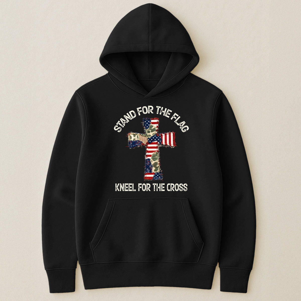 Patchwork Style USA Flag And Cross Print - Shirt