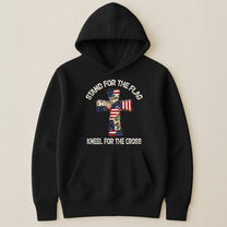 Patchwork Style USA Flag And Cross Print - Shirt